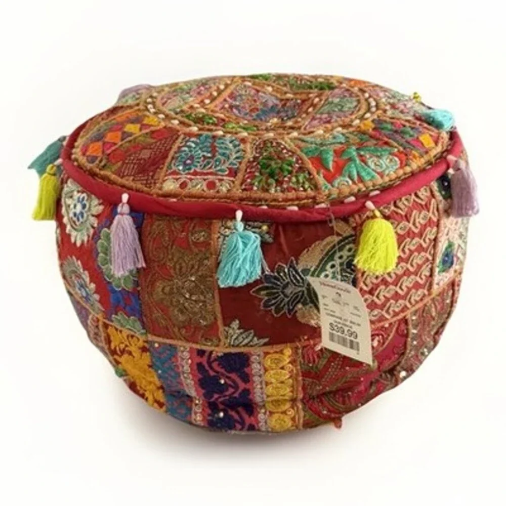 NWT Bohemian, Ethnic, Eclectic, Moroccan,4 Pillows&Pouf Ottoman boho-chic vibe